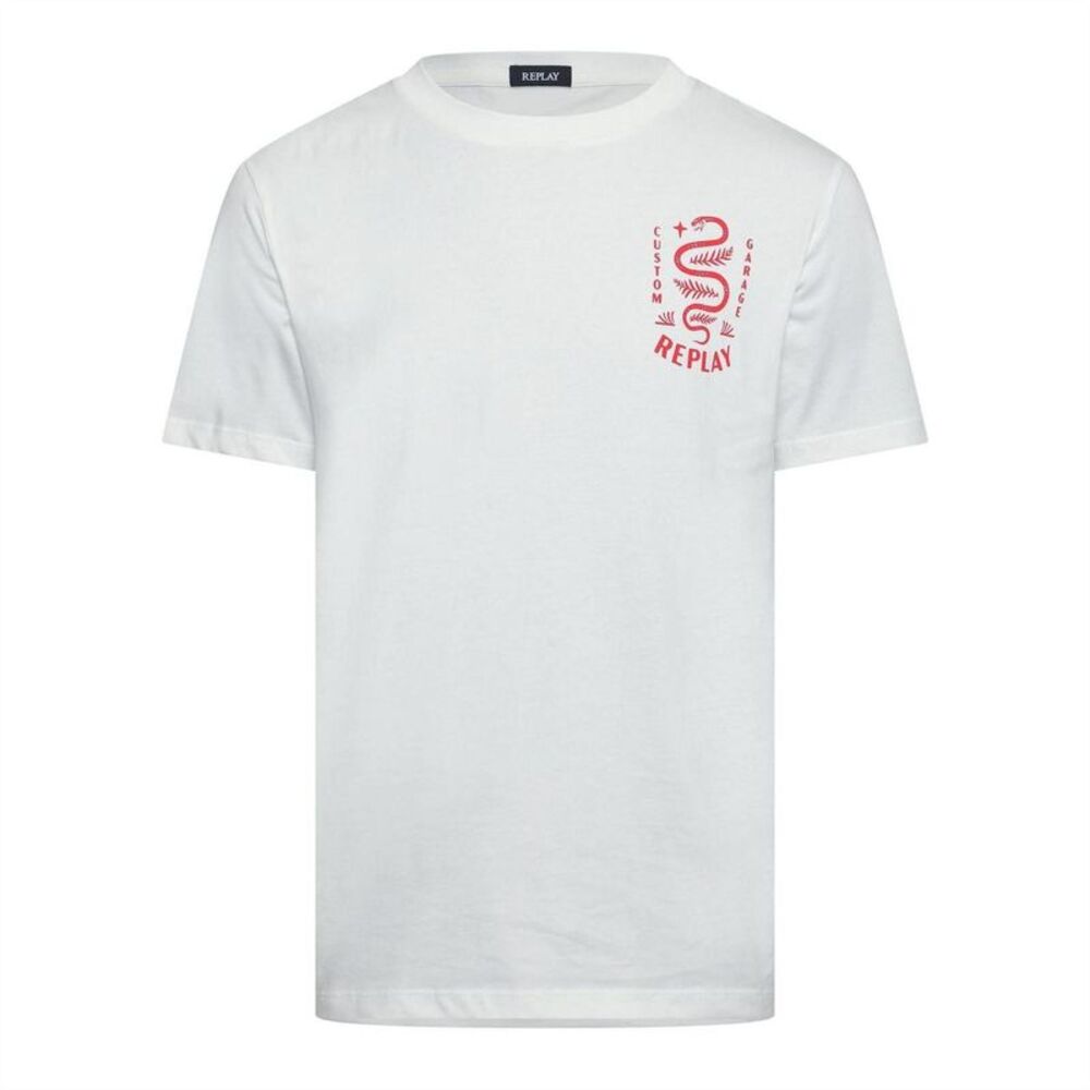 Replay Mens Snake Cotton T-Shirt / White